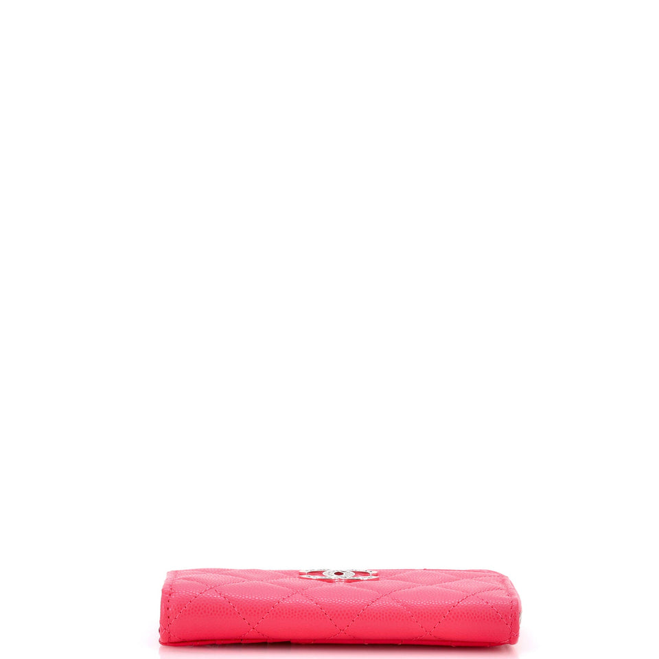 CC Cut Out Coco Chanel Zip Around Card Holder Quilted Caviar
