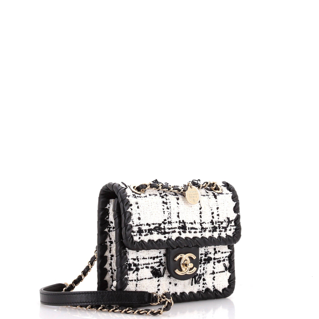 My Own Frame Flap Bag Quilted Tweed with Braided Calfskin Mini