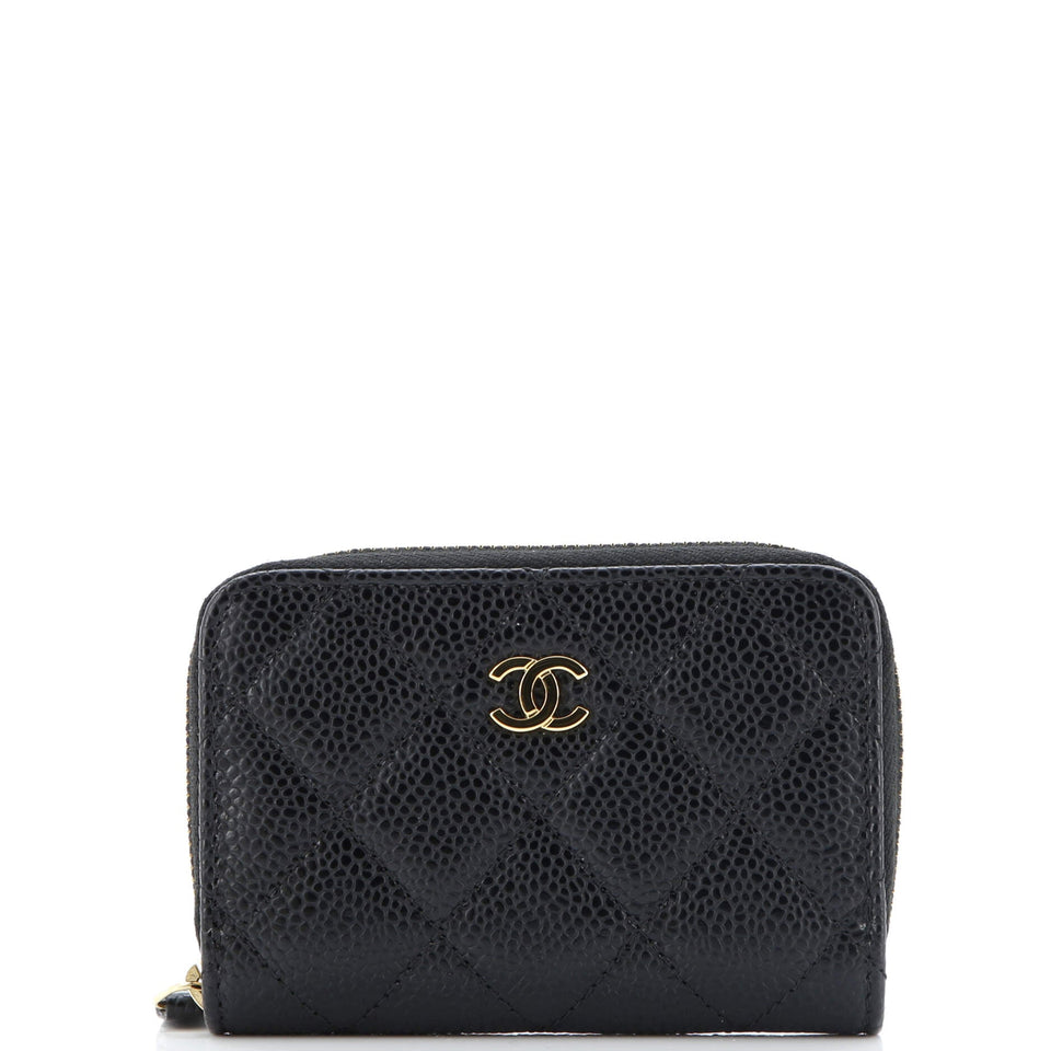 CC Zip Coin Purse Quilted Caviar Small