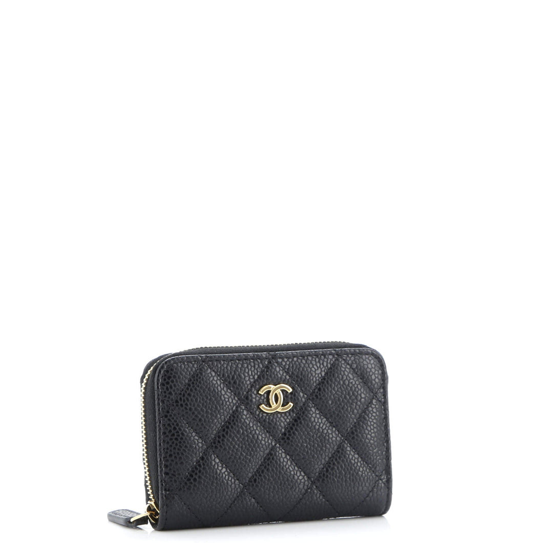 CC Zip Coin Purse Quilted Caviar Small