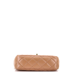 Golden Links Top Handle Flap Bag Quilted Shiny Lambskin Medium