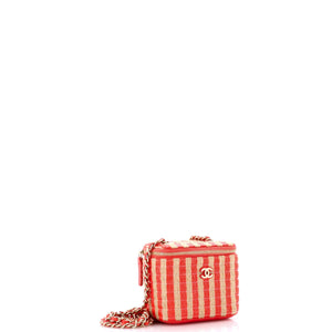 Classic Vanity Case with Chain Striped Raffia and Jute Mini