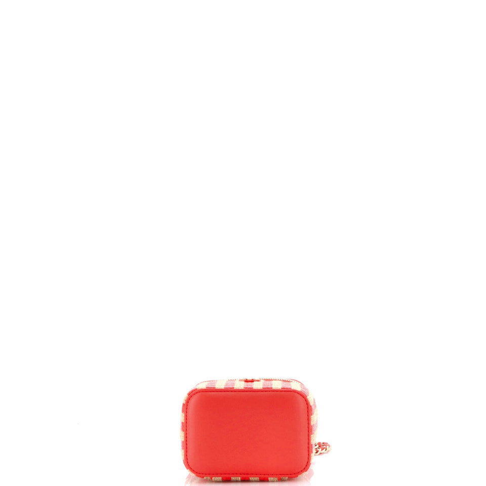 Classic Vanity Case with Chain Striped Raffia and Jute Mini