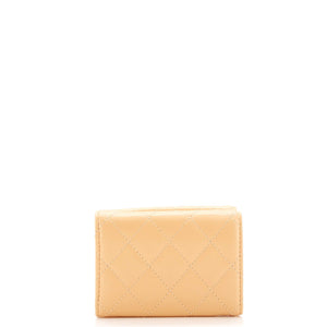 Classic Trifold Flap Wallet Quilted Lambskin Small