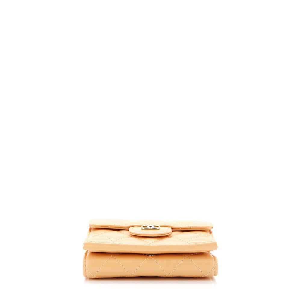 Classic Trifold Flap Wallet Quilted Lambskin Small