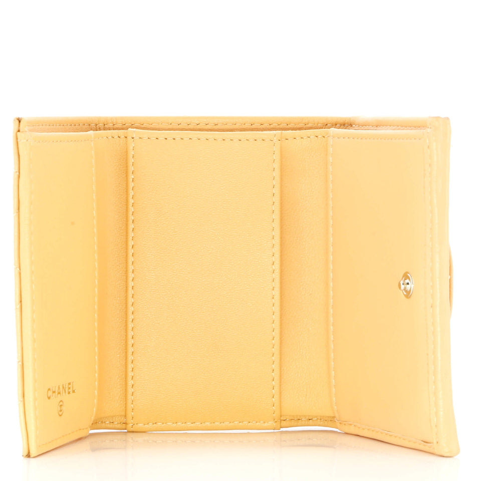 Classic Trifold Flap Wallet Quilted Lambskin Small