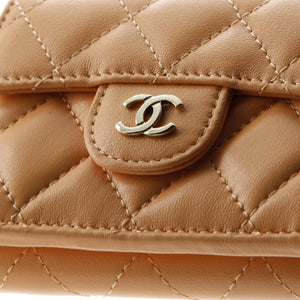 Classic Trifold Flap Wallet Quilted Lambskin Small