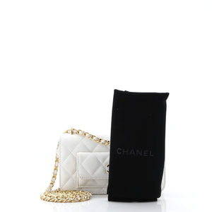 Pocket Twins Clutch with Chain Quilted Caviar