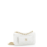 Pocket Twins Clutch with Chain Quilted Caviar