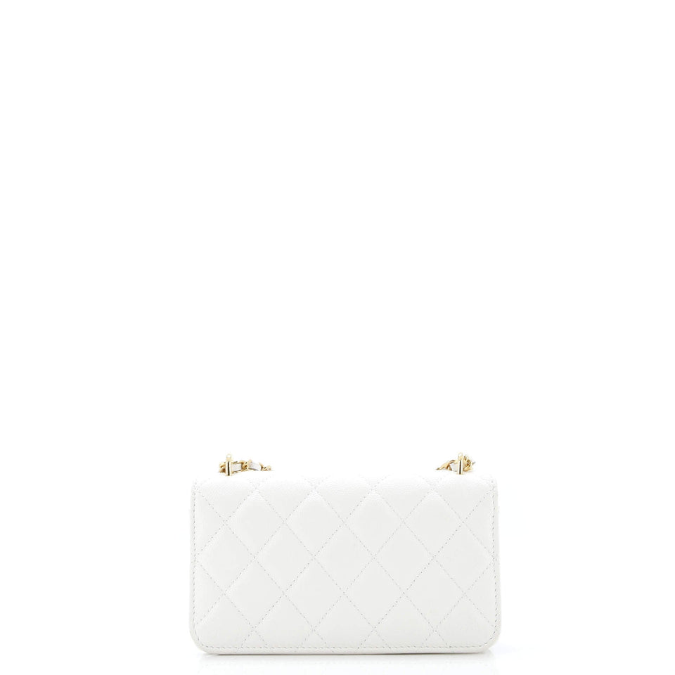 Pocket Twins Clutch with Chain Quilted Caviar