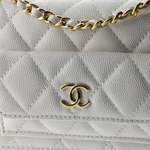Pocket Twins Clutch with Chain Quilted Caviar