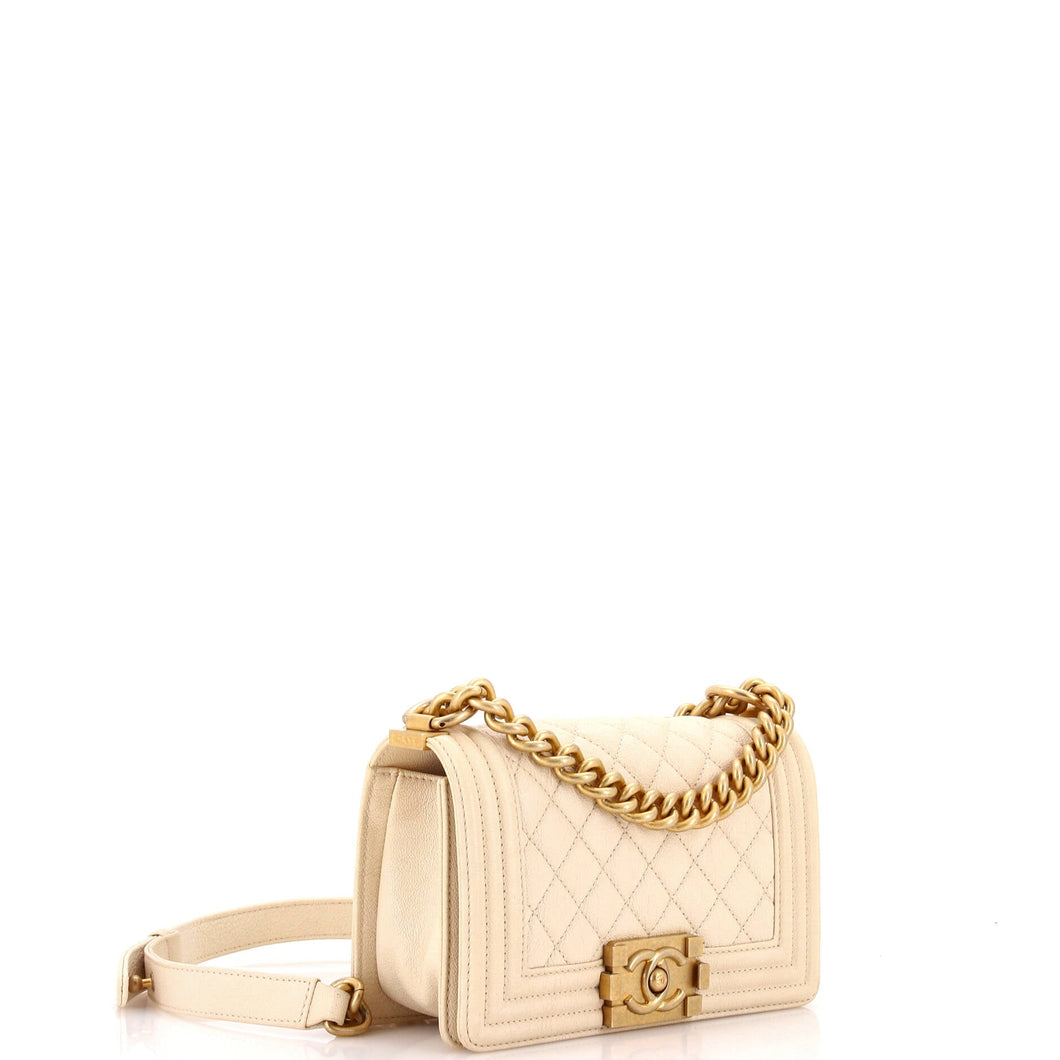 Boy Flap Bag Quilted Caviar Small