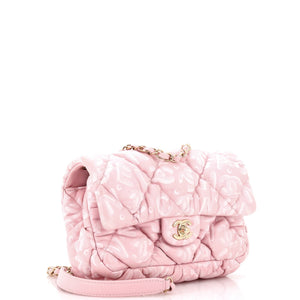 Puffy Bubbly CC Flap Bag Quilted Printed Calfskin Small