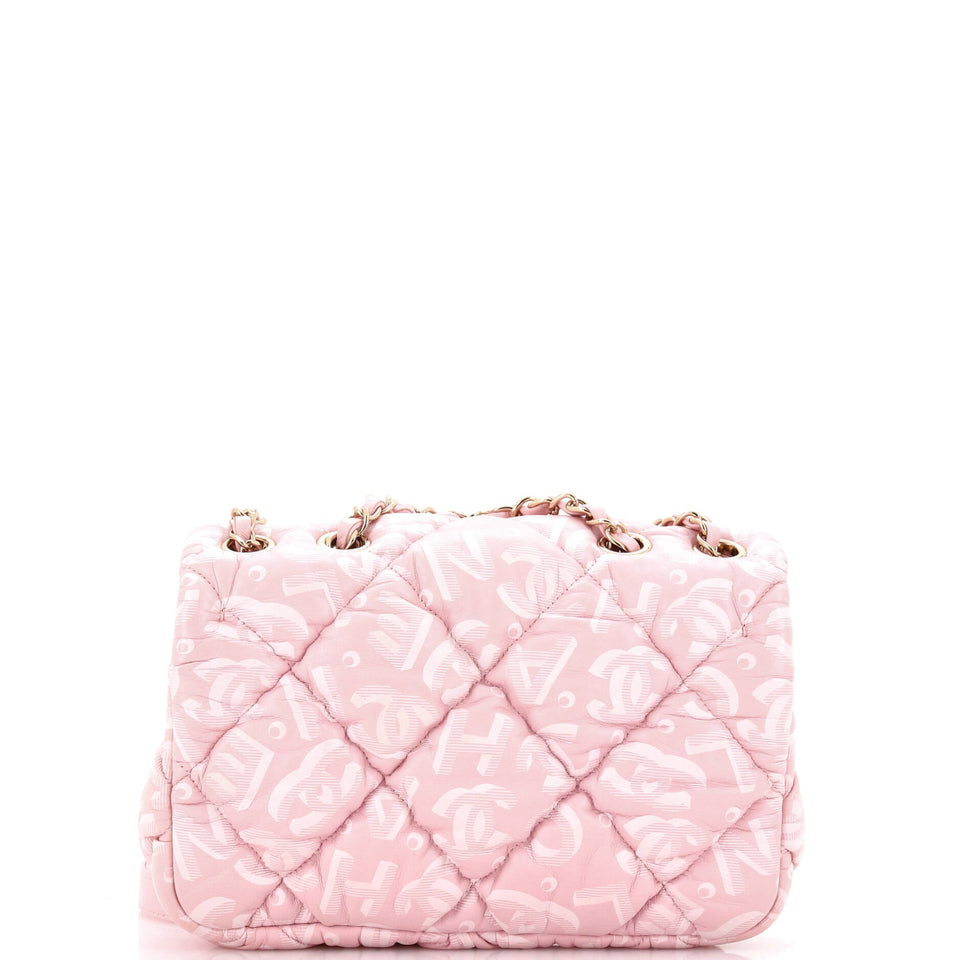 Puffy Bubbly CC Flap Bag Quilted Printed Calfskin Small