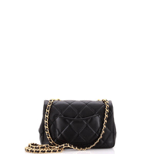 Crystal CC Chain Handle Flap Bag Quilted Lambskin Small