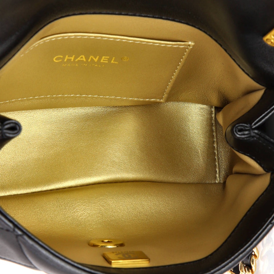 Crystal CC Chain Handle Flap Bag Quilted Lambskin Small