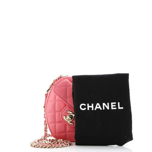 CC in Love Heart Clutch with Chain Quilted Lambskin