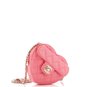 CC in Love Heart Clutch with Chain Quilted Lambskin