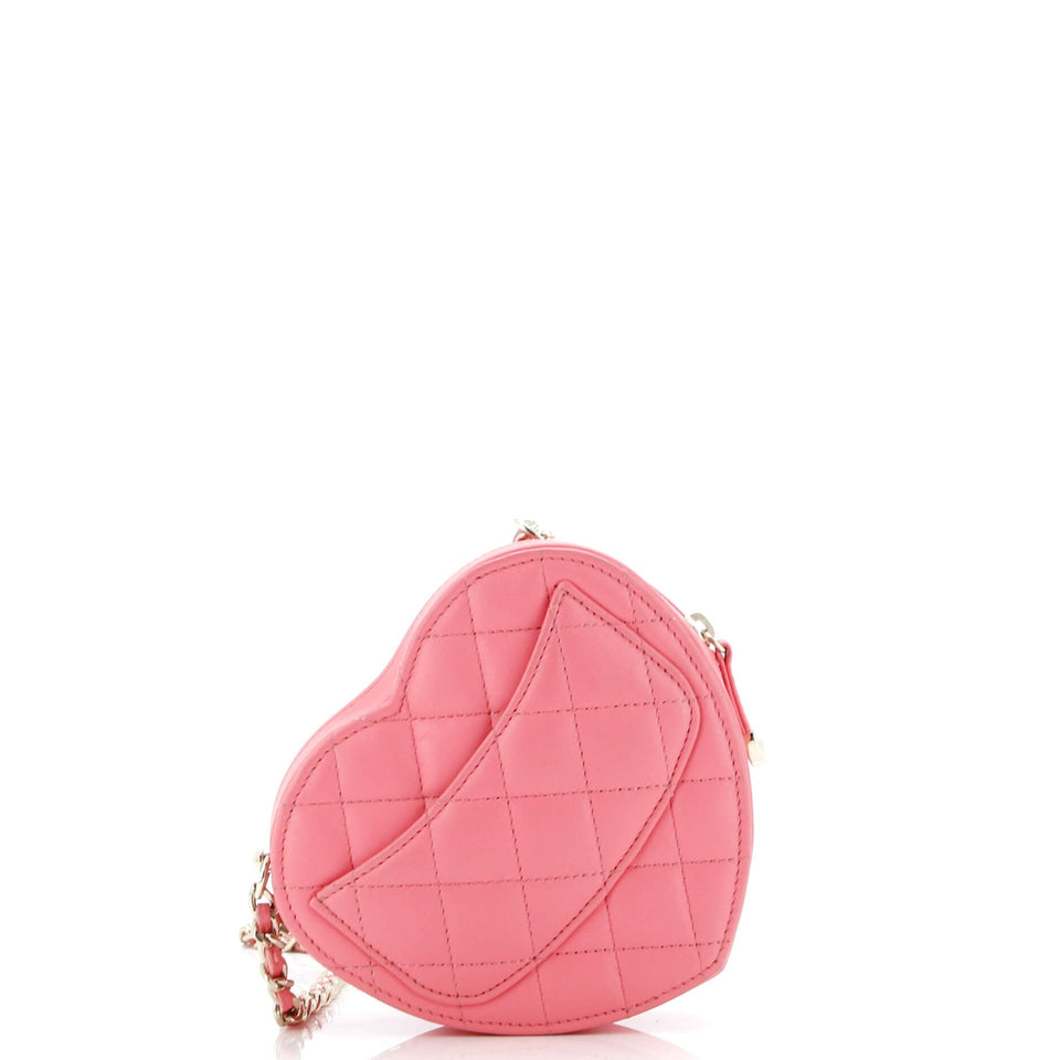 CC in Love Heart Clutch with Chain Quilted Lambskin