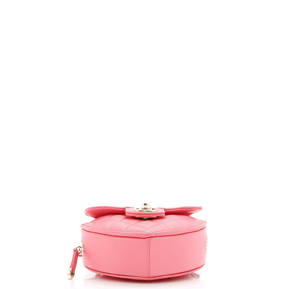 CC in Love Heart Clutch with Chain Quilted Lambskin