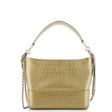 Gabrielle Hobo with Logo Handle Crocodile Embossed Calfskin Medium