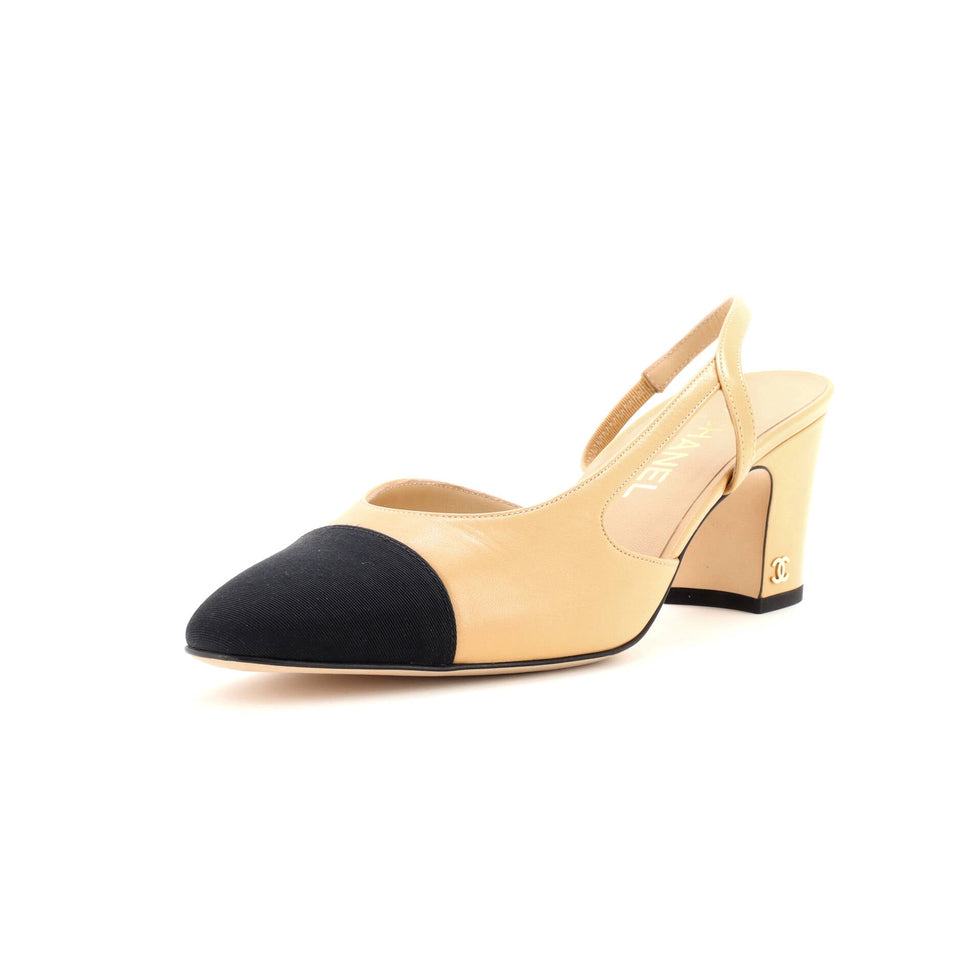 Women’s Cap Toe Slingback Pumps Leather