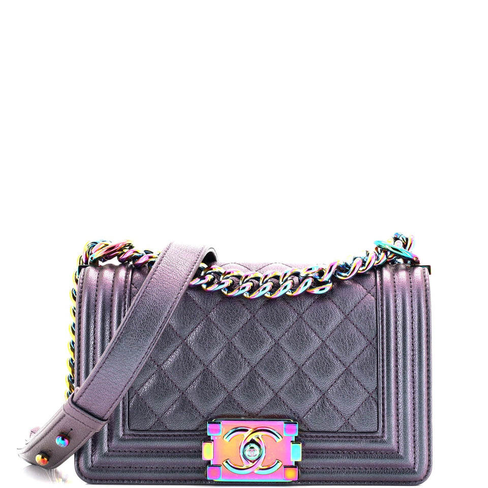 Boy Flap Bag Quilted Iridescent Goatskin Small