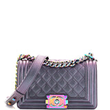 Boy Flap Bag Quilted Iridescent Goatskin Small