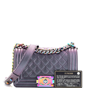 Boy Flap Bag Quilted Iridescent Goatskin Small