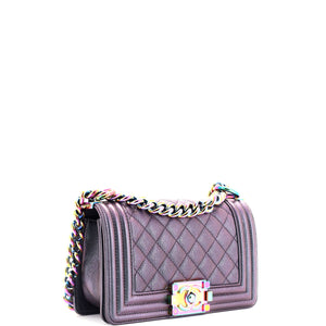 Boy Flap Bag Quilted Iridescent Goatskin Small