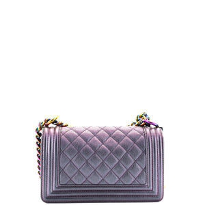 Boy Flap Bag Quilted Iridescent Goatskin Small