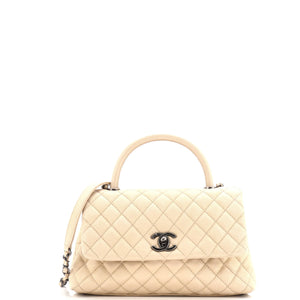 Coco Top Handle Bag Quilted Caviar Small