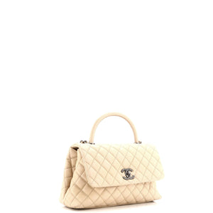 Coco Top Handle Bag Quilted Caviar Small