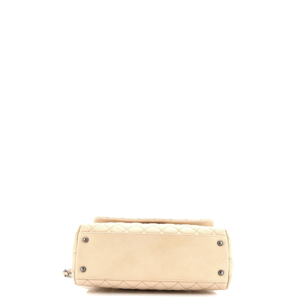 Coco Top Handle Bag Quilted Caviar Small