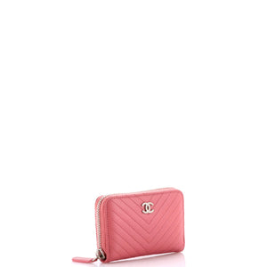 CC Zip Coin Purse Chevron Caviar Small