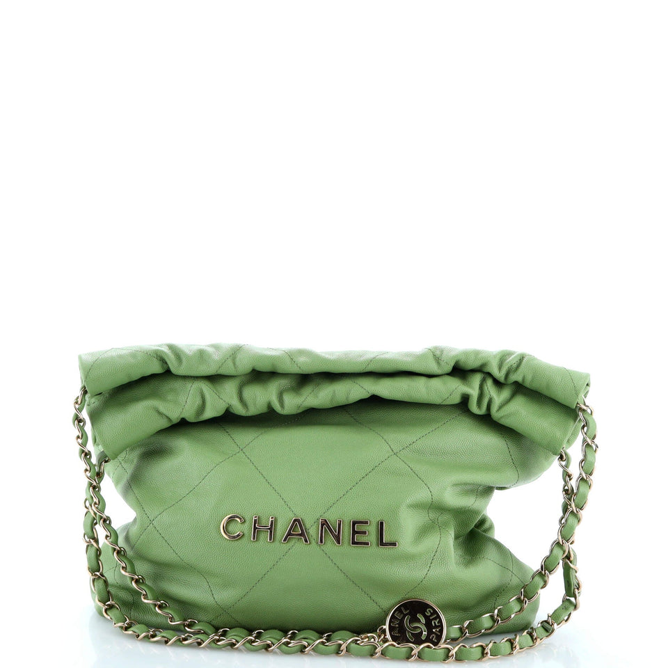 22 Chain Hobo Quilted Caviar Small