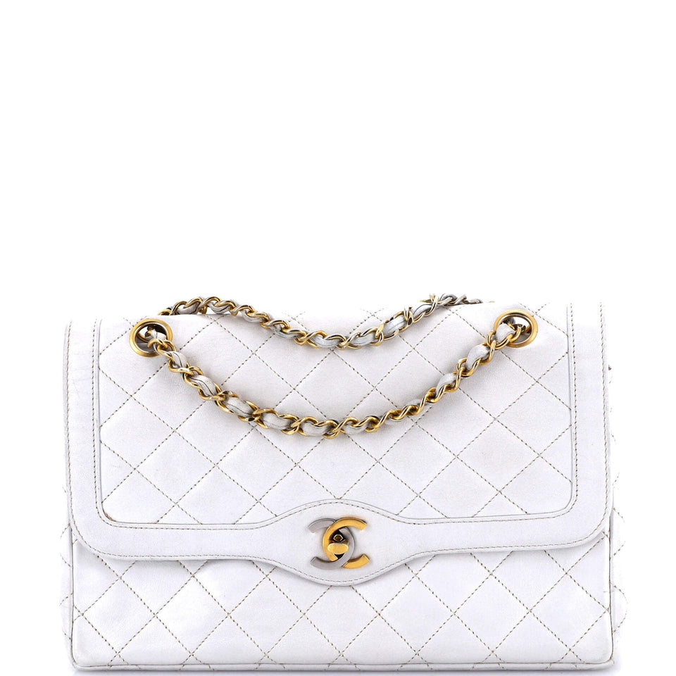 Vintage Two Tone CC Flap Bag Quilted Lambskin Medium