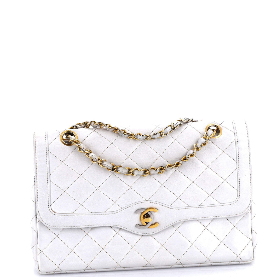 Vintage Two Tone CC Flap Bag Quilted Lambskin Medium