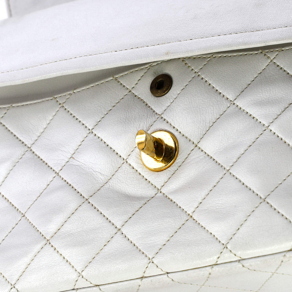 Vintage Two Tone CC Flap Bag Quilted Lambskin Medium