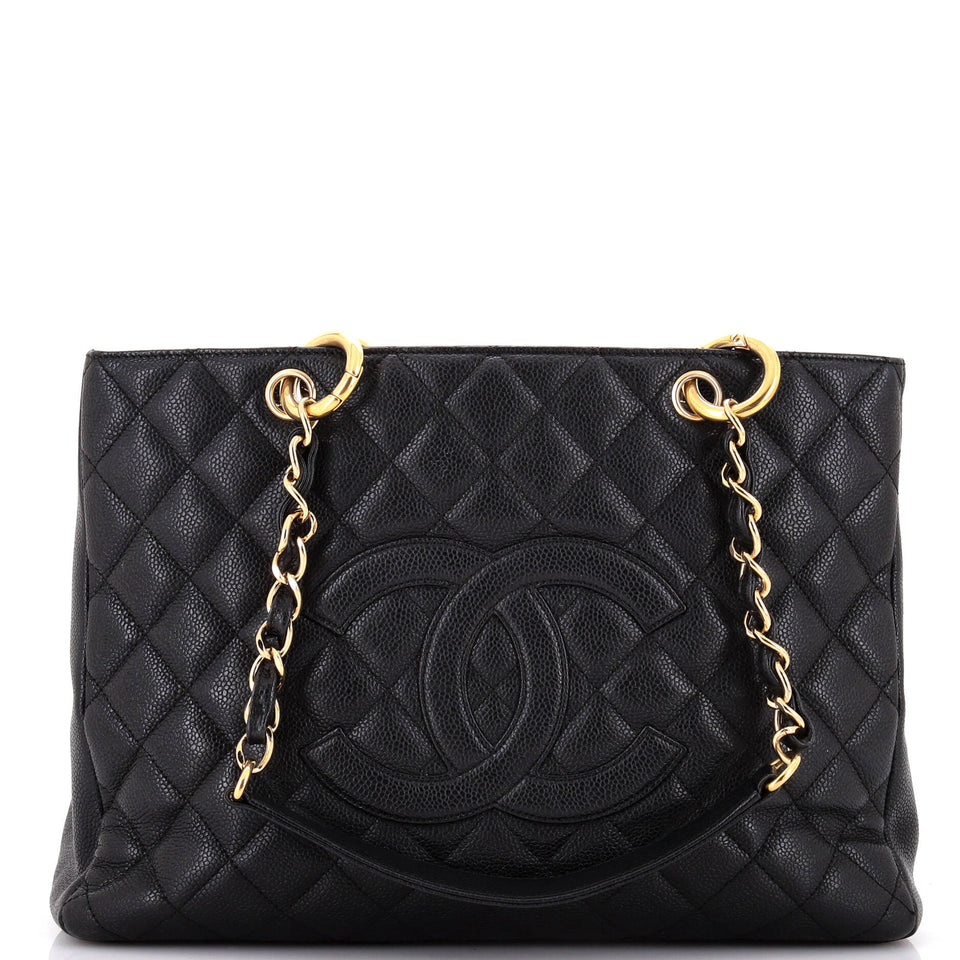 Grand Shopping Tote Quilted Caviar