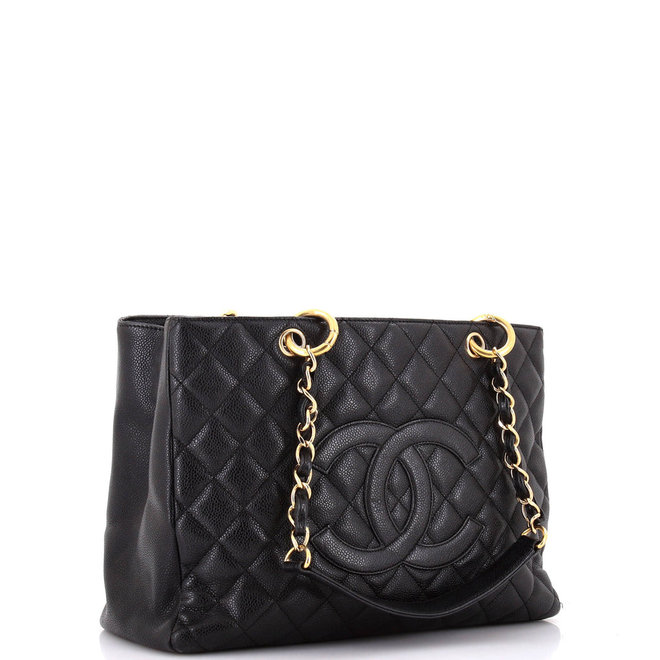 Grand Shopping Tote Quilted Caviar