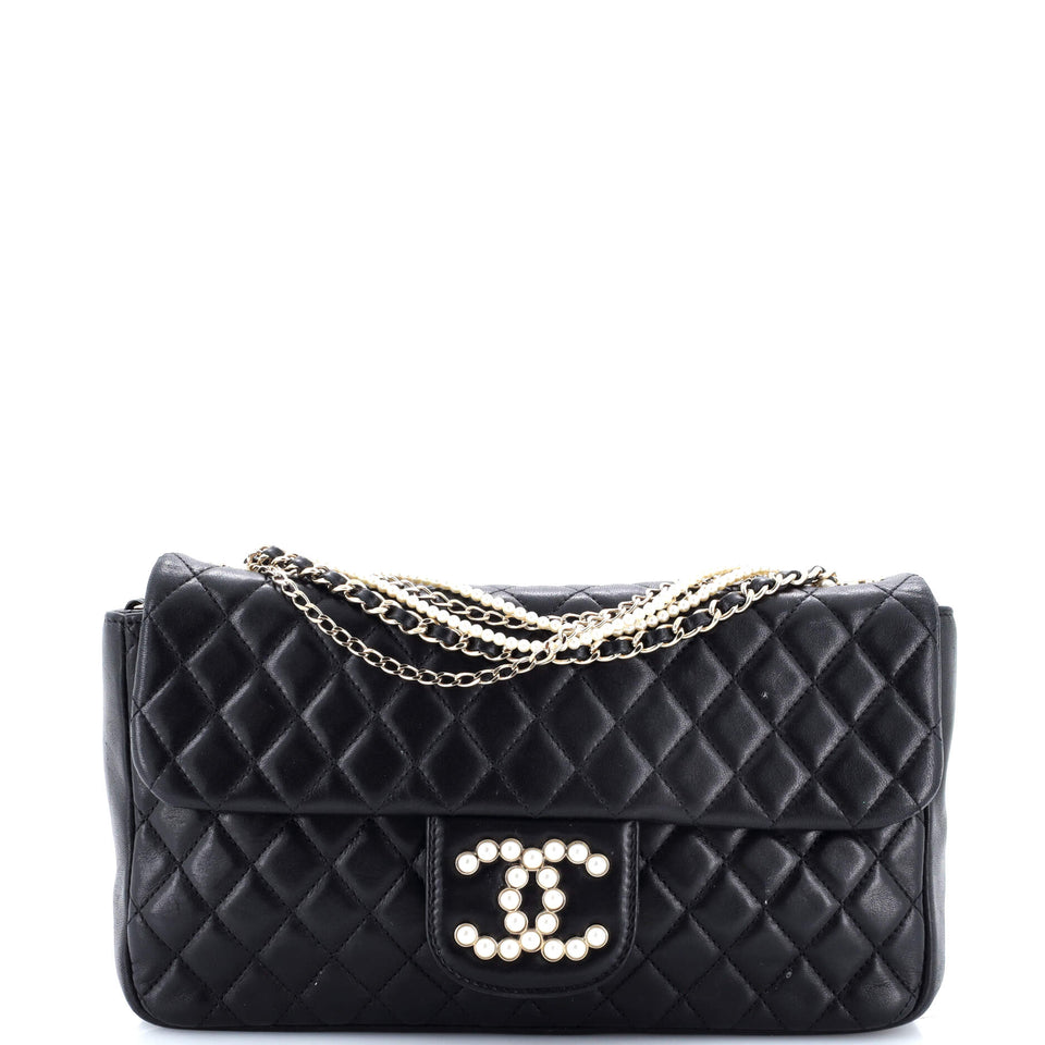 Westminster Pearl Chain Flap Bag Quilted Lambskin Medium