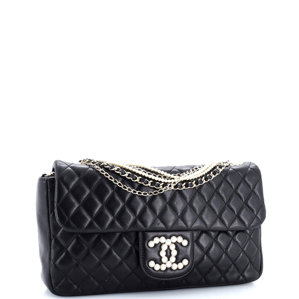 Westminster Pearl Chain Flap Bag Quilted Lambskin Medium