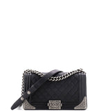 Paris-Dallas Boy Flap Bag Quilted Calfskin with Metal Adornments Old Medium