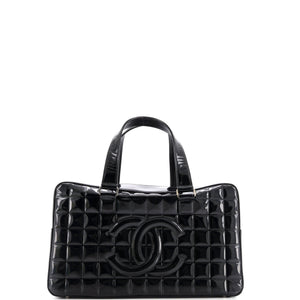 Chocolate Bar CC Bowler Bag Quilted Patent Large