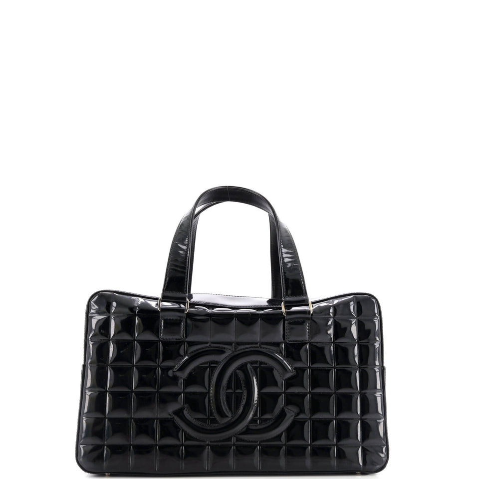 Chocolate Bar CC Bowler Bag Quilted Patent Large