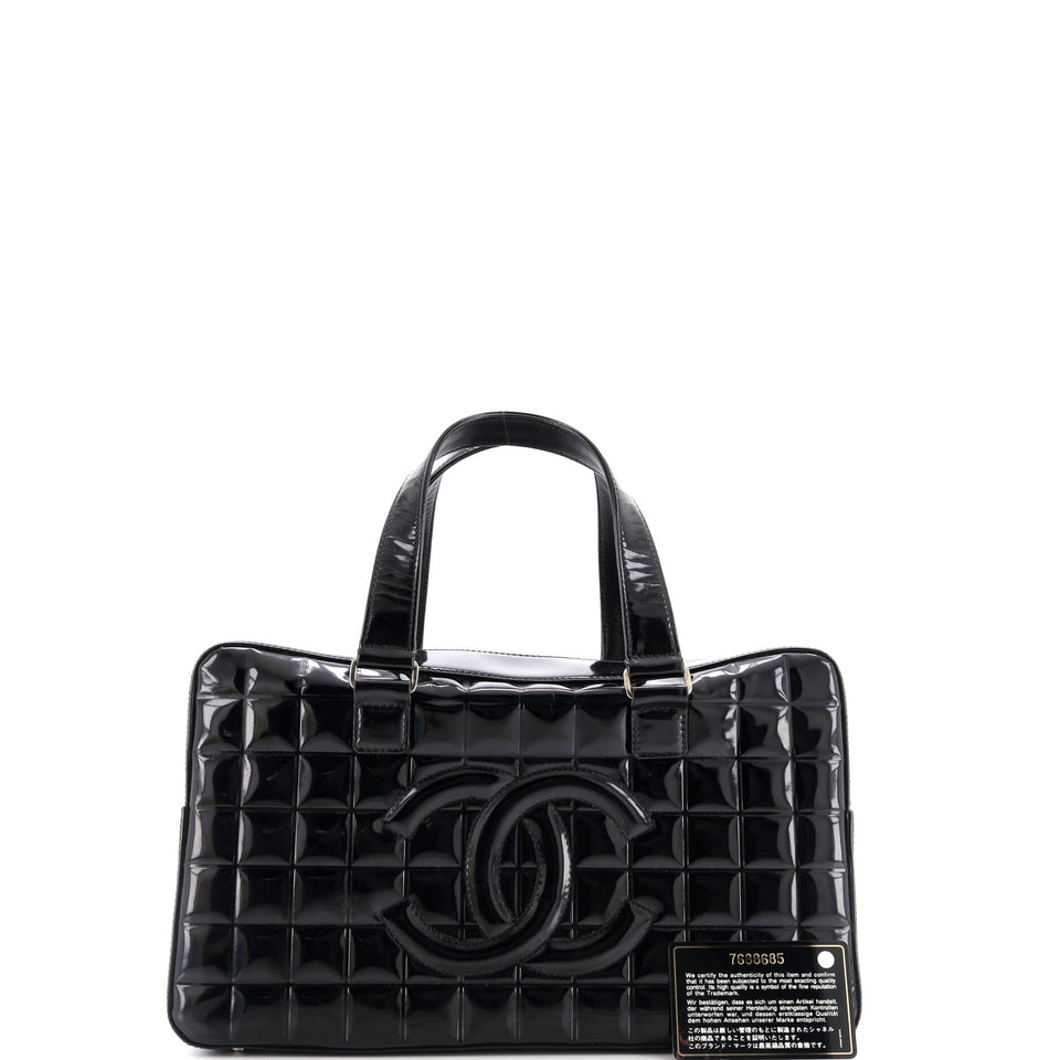Chocolate Bar CC Bowler Bag Quilted Patent Large