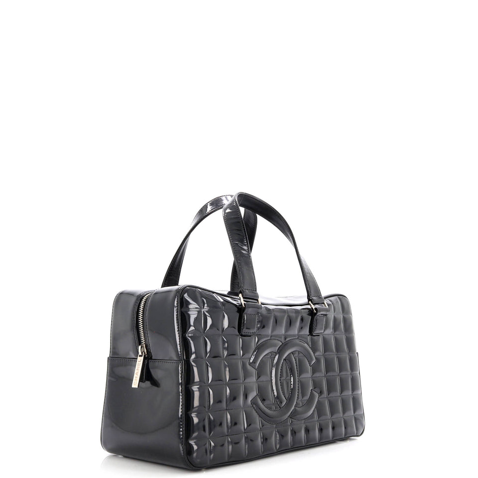 Chocolate Bar CC Bowler Bag Quilted Patent Large