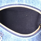 19 Round Clutch with Chain Quilted Denim