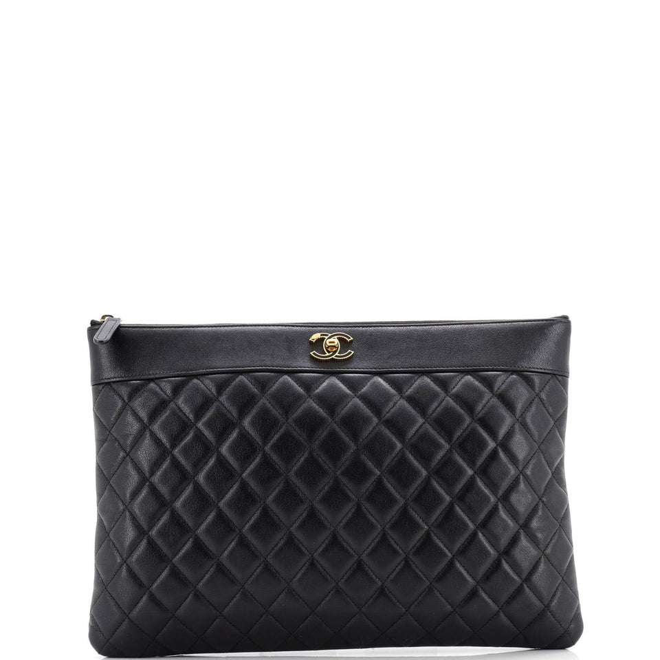 Mademoiselle Vintage O Case Clutch Quilted Sheepskin Large